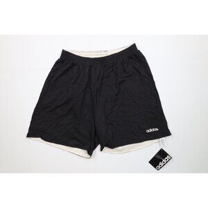 Deadstock Vtg 90s Adidas Mens XL Reversible Spell Out Above Knee Shorts USA